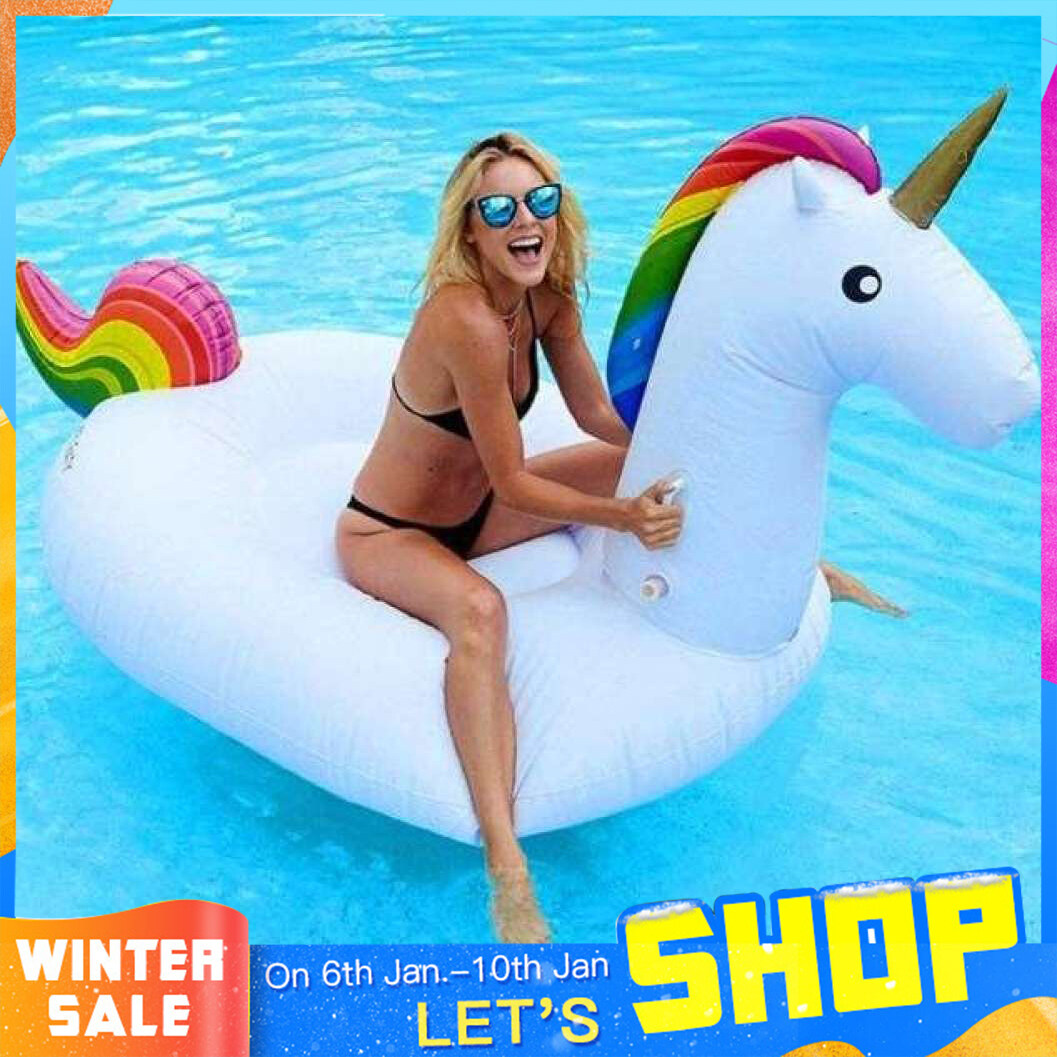 Crazyideal Unicorn Pool Party Swimming Float Lounge Float Inflatable Raft Tube (Size M)