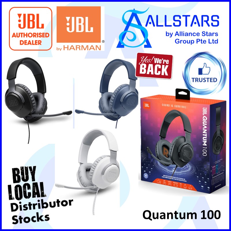 (ALLSTARS : We are Back Promo) JBL Quantum 100 Wired Over-Ear Gaming Headset (JBLQUANTUM100WHT) (Warranty 1year with IMS)