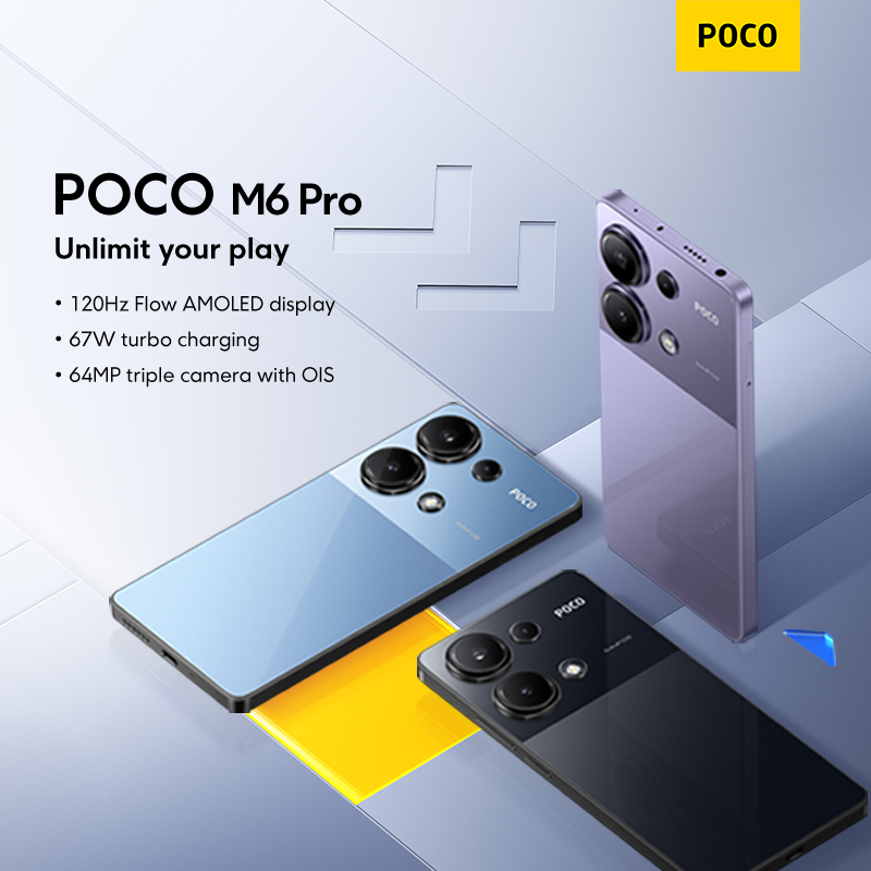 POCO M6 Pro Smartphone | 8+256GB/12+512GB, Powered by Helio G99-Ultra, Global Version, 1 year Warranty