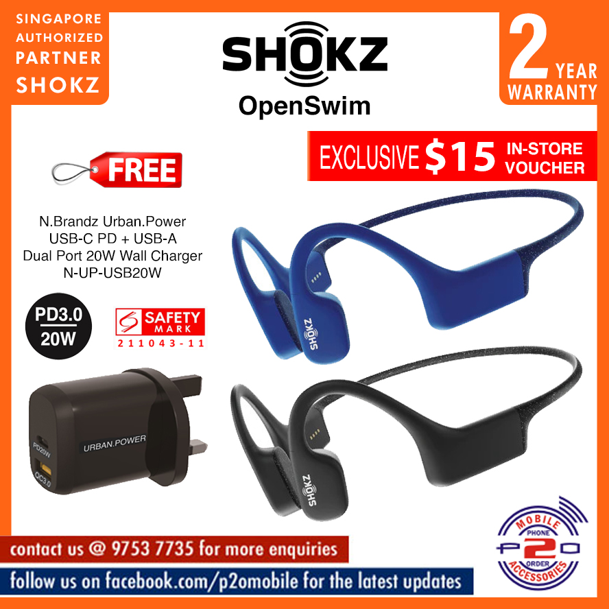 Shokz OpenSwim (formerly AfterShokz Xtrainerz) Open-Ear WaterProof Bone Conduction MP3 Swimming Headphones with 4GB memory [No Bluetooth connectivity]