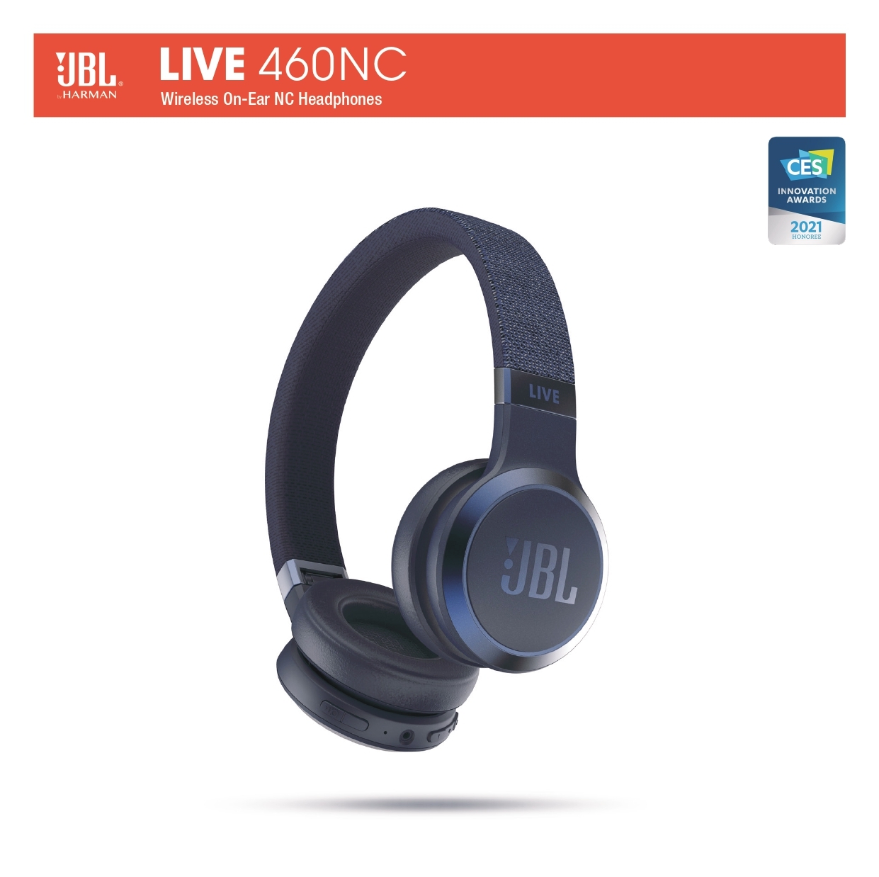 JBL Live 460NC Wireless On-Ear Noise Cancelling Headphone Bundle with gSport Case (White)