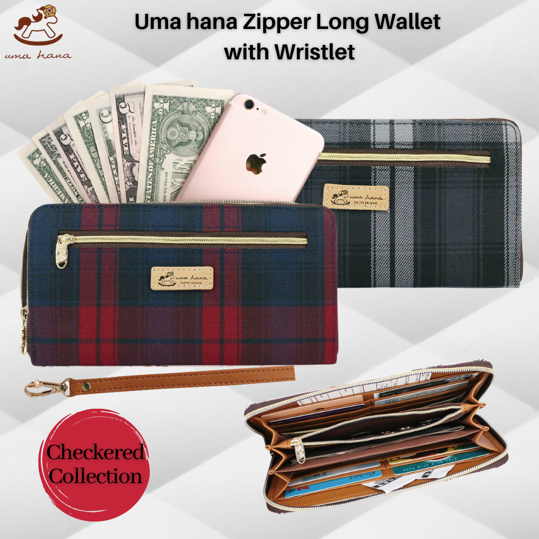 Uma hana Zipper Long Wallet Premium Checkered