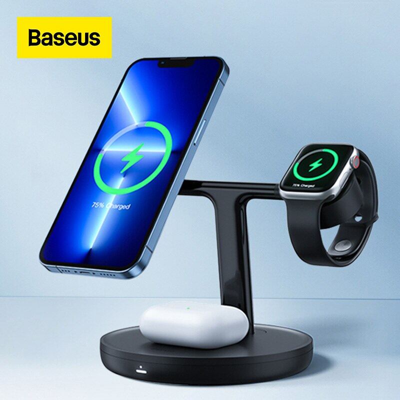 Baseus 30w Magnetic Wireless Charger Holder For iPhone 12 13 Fast Charging Dock Station For Sumsung Airpods Pro Wireless Charger